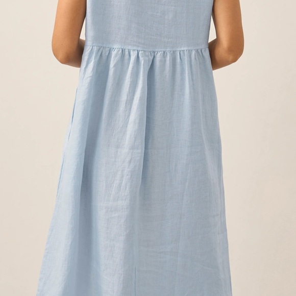 NWT Lintico 100% Linen Blue Striped Maxi Dress - Picture 8 of 13